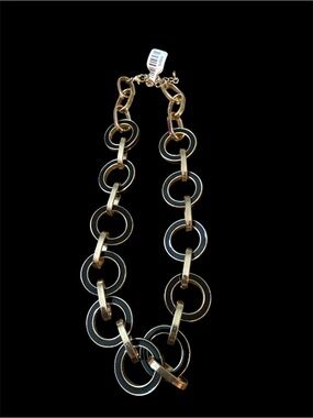 Gold and Black Link Statement Necklace - Contemporary Women Jewelry